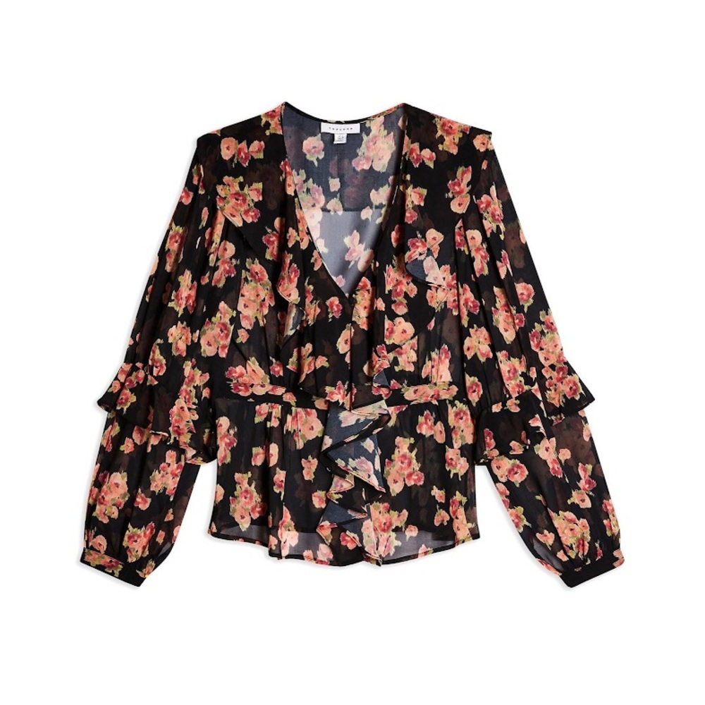Topshop Sheer Floral Blouse
